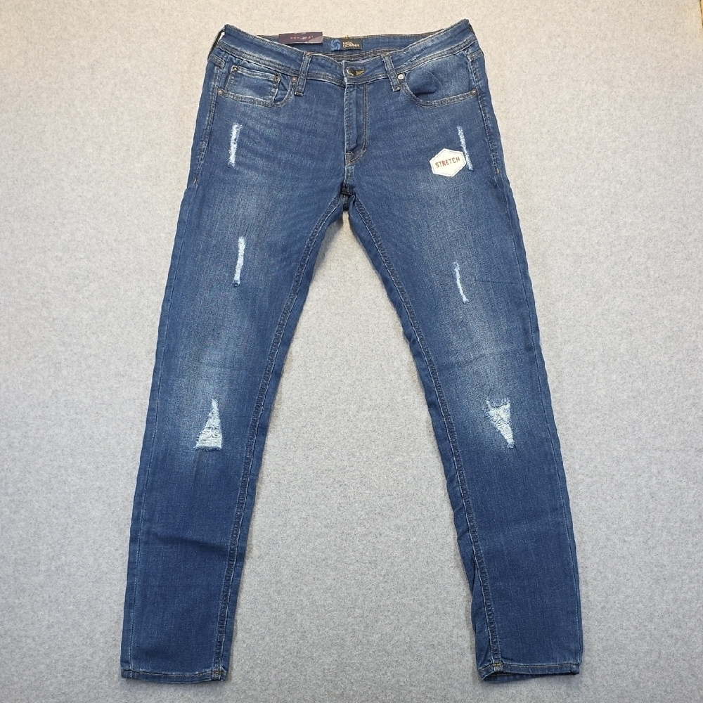 36x34 EXCHANGE Men's Distressed Denim Skinny Jeans